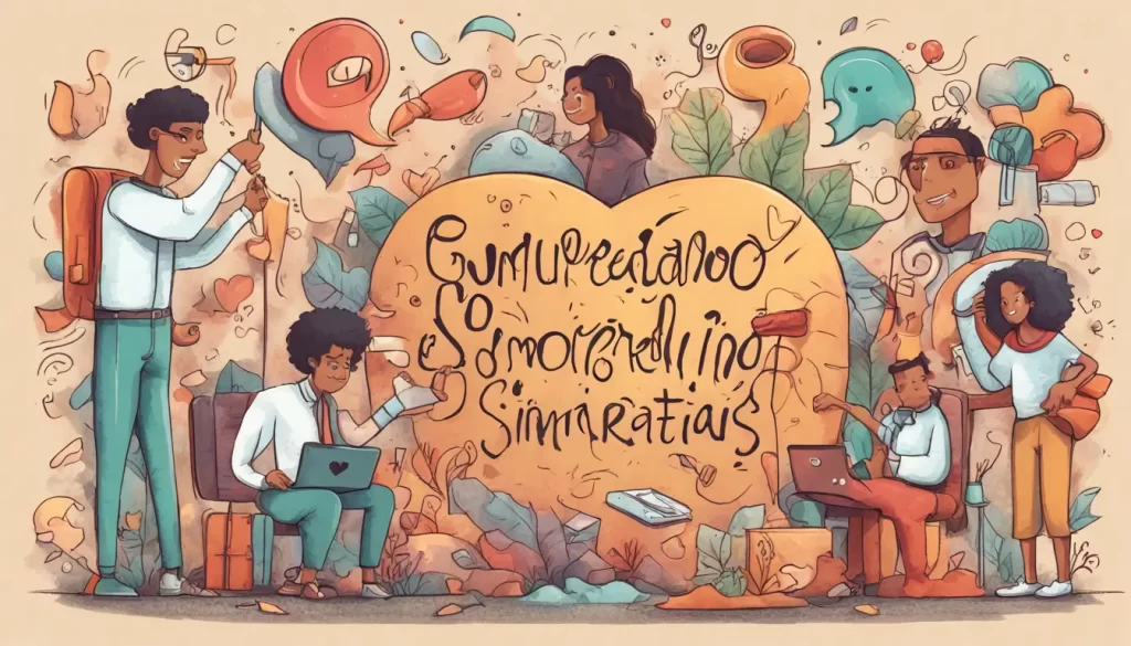 Grupo diversificado compartilhando histórias emotivas com um coração simbolizando doação, perfeito para ilustrar o poder do storytelling no marketing social.